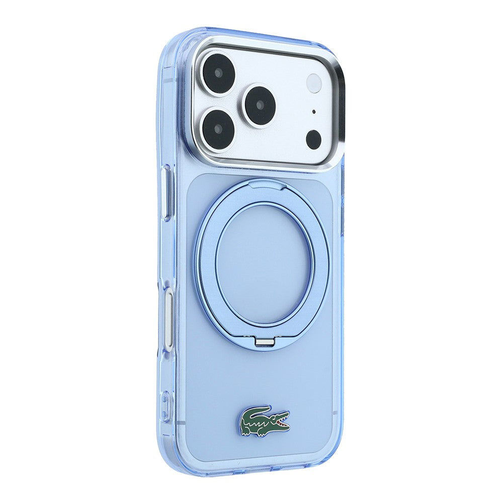Apple iPhone 18 Pro Kılıf Lacoste Orjinal Lisanslı M-safe Şarj Özellikli 360 Derece Dönebilen Standlı İkonik Timsah Logolu Kapak