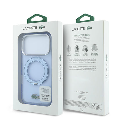 Apple iPhone 18 Pro Kılıf Lacoste Orjinal Lisanslı M-safe Şarj Özellikli 360 Derece Dönebilen Standlı İkonik Timsah Logolu Kapak