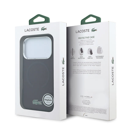 Apple iPhone 18 Pro Kılıf Lacoste Orjinal Lisanslı M-safe Şarj Özellikli Lake Timsah Logolu IML Frosted Kapak