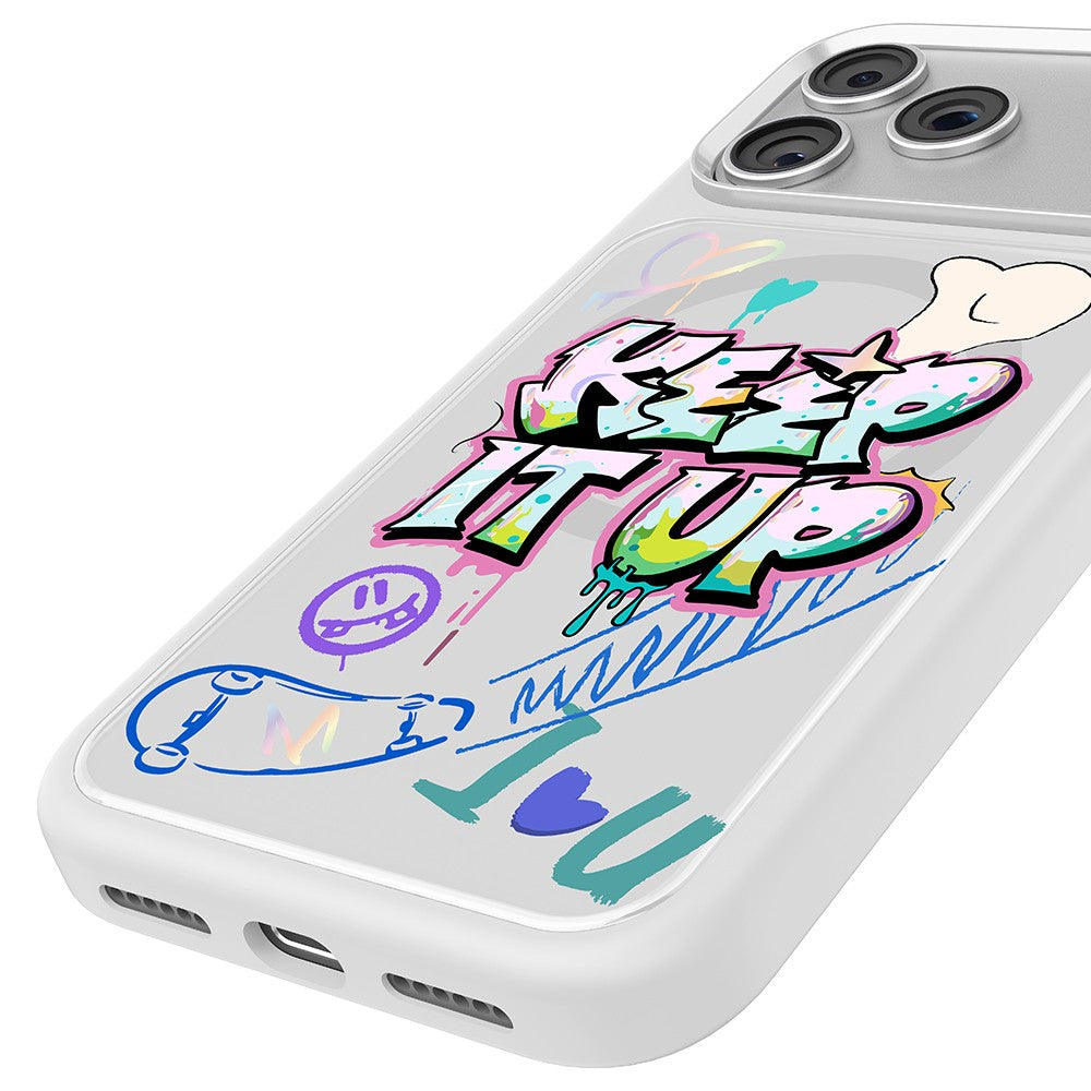 Apple iPhone 18 Pro Kılıf M-safe Şarj Özellikli 3D Baskılı Tasarım Mutural Graffiti Serisi Kapak