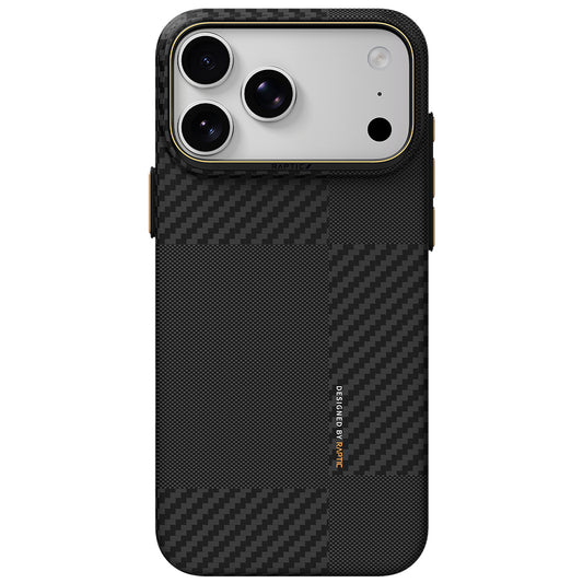 Apple iPhone 18 Pro Kılıf M-safe Şarj Özellikli 600D Metal Kamera Çerçeveli Raptic Aramid Karbon Fiber Geotik Serisi Kapak