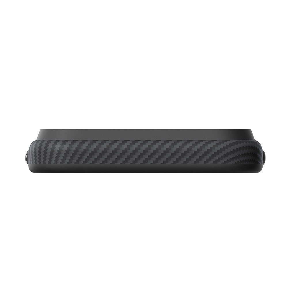 Apple iPhone 18 Pro Kılıf M-safe Şarj Özellikli Aramid Karbon Fiber Pitaka Military-Grade Classic Serisi New Logo Black-Grey Twill Kapak