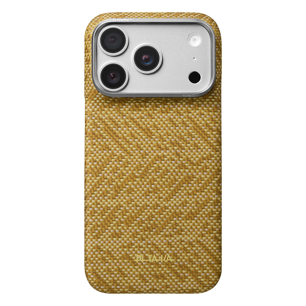 Apple iPhone 18 Pro Kılıf M-safe Şarj Özellikli Aramid Karbon Fiber Pitaka Wind Over Wheat Serisi Kapak