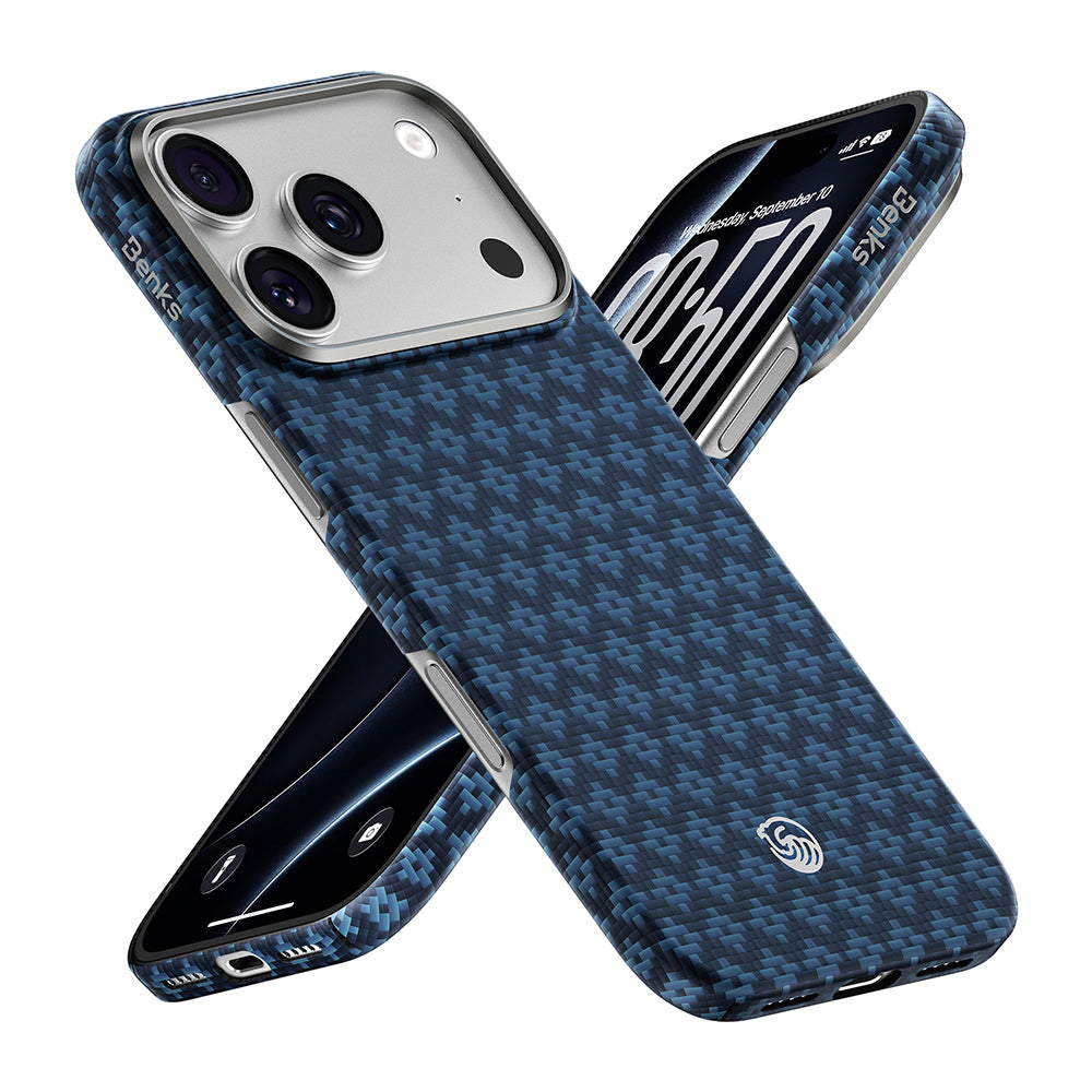 Apple iPhone 18 Pro Kılıf M-Safe Şarj Özellikli Benks ArmorAir ArmorGrid Serisi Yükseltilmiş Kamera Çerçevesi C1 Kevlar Karbon Kapak