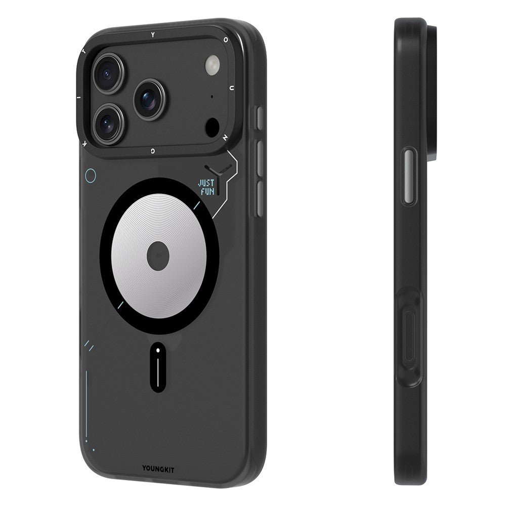 Apple iPhone 18 Pro Kılıf M-safe Şarj Özellikli Disk Desenli Youngkit Disc Battle Kapak