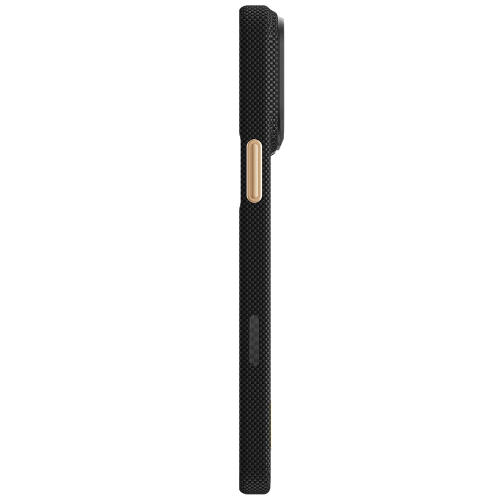 Apple iPhone 18 Pro Kılıf M-safe Şarj Özellikli Raptic Aramid Skin Rise Serisi 24 Ayar Altın Kaplamalı Karbon Kapak