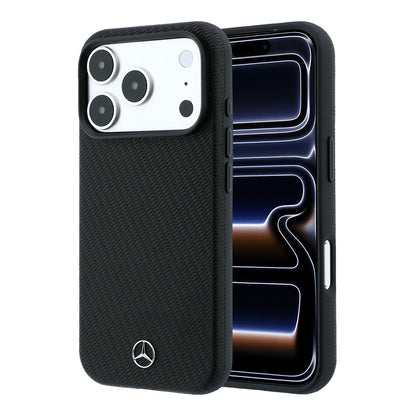 Apple iPhone 18 Pro Kılıf Mercedes Benz Orjinal Lisanslı M-safe Şarj Özellikli 3D Metal Logolu Wrap Wood Deri Kapak