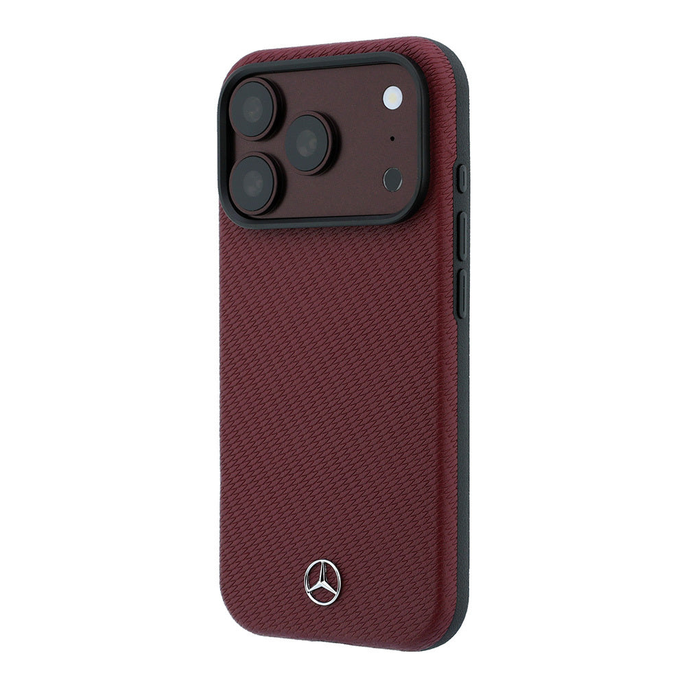 Apple iPhone 18 Pro Kılıf Mercedes Benz Orjinal Lisanslı M-safe Şarj Özellikli 3D Metal Logolu Wrap Wood Deri Kapak
