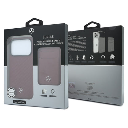 Apple iPhone 18 Pro Kılıf Mercedes Benz Orjinal Lisanslı M-safe Şarj Özellikli PU Deri 3D Metal Logolu Kartlıklı Kapak