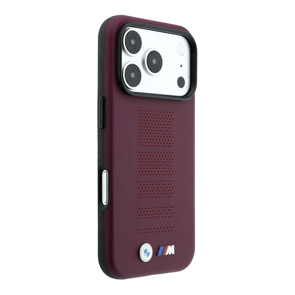 Apple iPhone 18 Pro Max Kılıf BMW Orjinal Lisanslı M-safe Şarj Özellikli PU Delikli Metal M Logolu Kapak