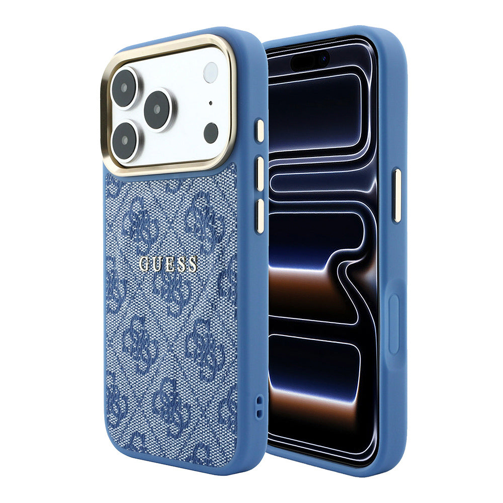 Apple iPhone 18 Pro Max Kılıf Guess Orjinal Lisanslı M-safe Şarj Özellikli Metal Kamera Çerçeveli C-Magnet 4G Desenli Yazı Logolu Kapak