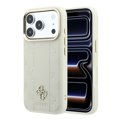 Apple iPhone 18 Pro Max Kılıf Guess Orjinal Lisanslı M-safe Şarj Özellikli Şeritli Peony 4G ve Yazı Logolu Kapak