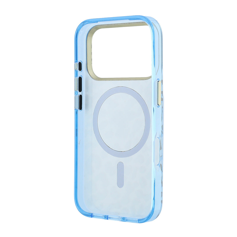 Apple iPhone 18 Pro Max Kılıf Guess Orjinal Lisanslı M-safe Şarj Özellikli Üçgen Logolu Simli Leopar Desenli Kapak