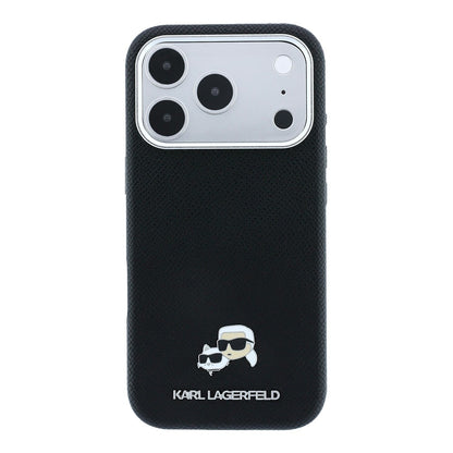 Apple iPhone 18 Pro Max Kılıf Karl Lagerfeld Orjinal Lisanslı M-Safe Şarj Özellikli K&C Heads Metal Logolu PU Kapak