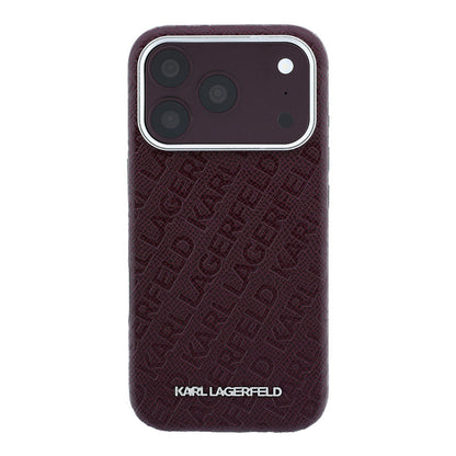 Apple iPhone 18 Pro Max Kılıf Karl Lagerfeld Orjinal Lisanslı PU Deri Damgalı Metal Yazı Logolu Grained Kapak
