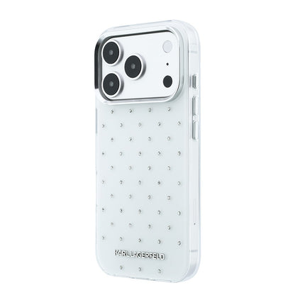 Apple iPhone 18 Pro Max Kılıf Karl Lagerfeld Orjinal Lisanslı Taşlı Elektro Kaplama Metal Logolu Kapak