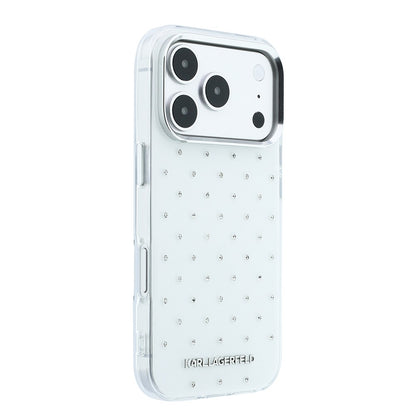 Apple iPhone 18 Pro Max Kılıf Karl Lagerfeld Orjinal Lisanslı Taşlı Elektro Kaplama Metal Logolu Kapak