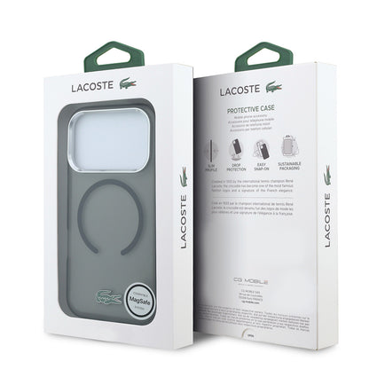 Apple iPhone 18 Pro Max Kılıf Lacoste Orjinal Lisanslı M-safe Şarj Özellikli Lake Timsah Logolu IML Frosted Kapak