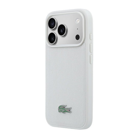 Apple iPhone 18 Pro Max Kılıf Lacoste Orjinal Lisanslı M-safe Şarj Özellikli PU Pike Desenli Metal Logolu Kapak