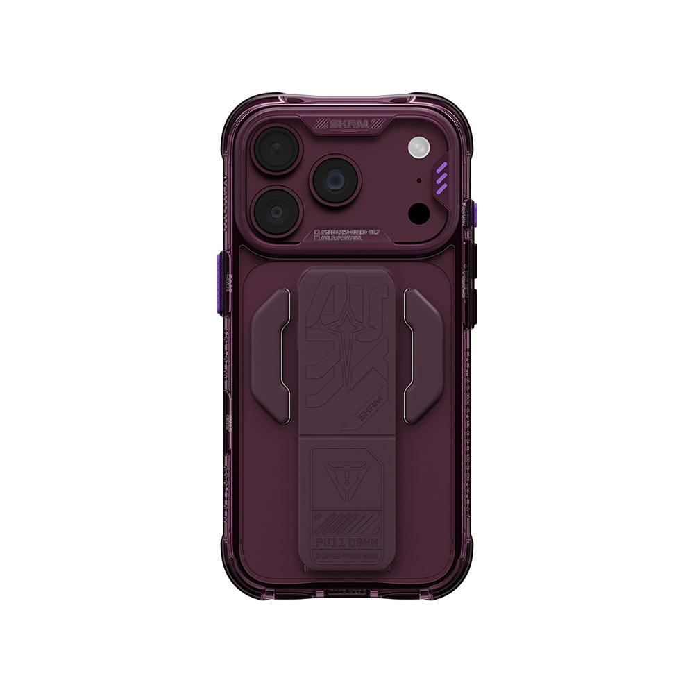 Apple iPhone 18 Pro Max Kılıf M-safe Şarj Özellikli Teknoloji Desenli Skinarma Helio CE Mag Charge Standlı Kapak