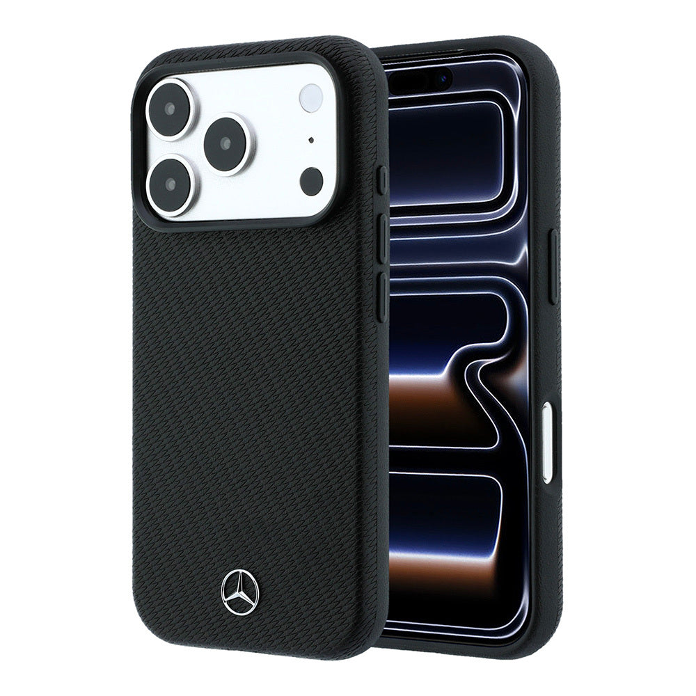 Apple iPhone 18 Pro Max Kılıf Mercedes Benz Orjinal Lisanslı M-safe Şarj Özellikli 3D Metal Logolu Wrap Wood Deri Kapak