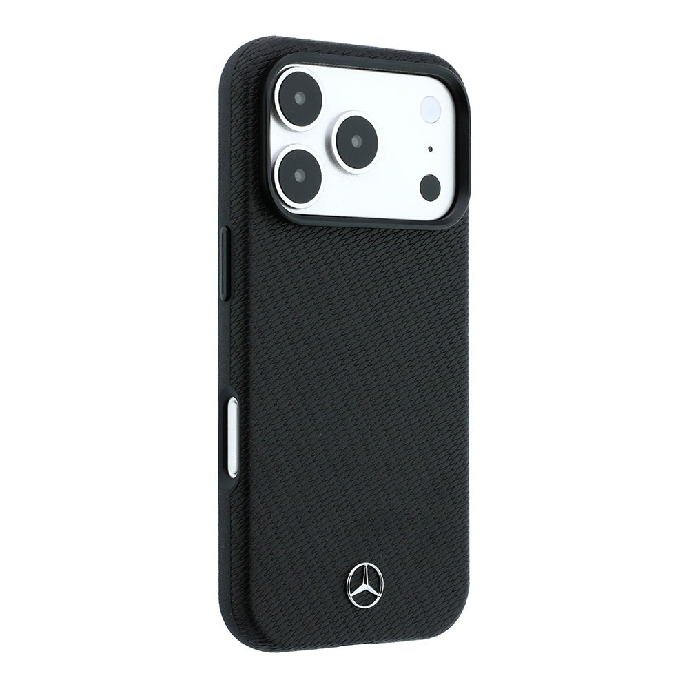Apple iPhone 18 Pro Max Kılıf Mercedes Benz Orjinal Lisanslı M-safe Şarj Özellikli 3D Metal Logolu Wrap Wood Deri Kapak