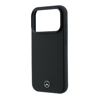 Apple iPhone 18 Pro Max Kılıf Mercedes Benz Orjinal Lisanslı M-safe Şarj Özellikli 3D Metal Logolu Wrap Wood Deri Kapak