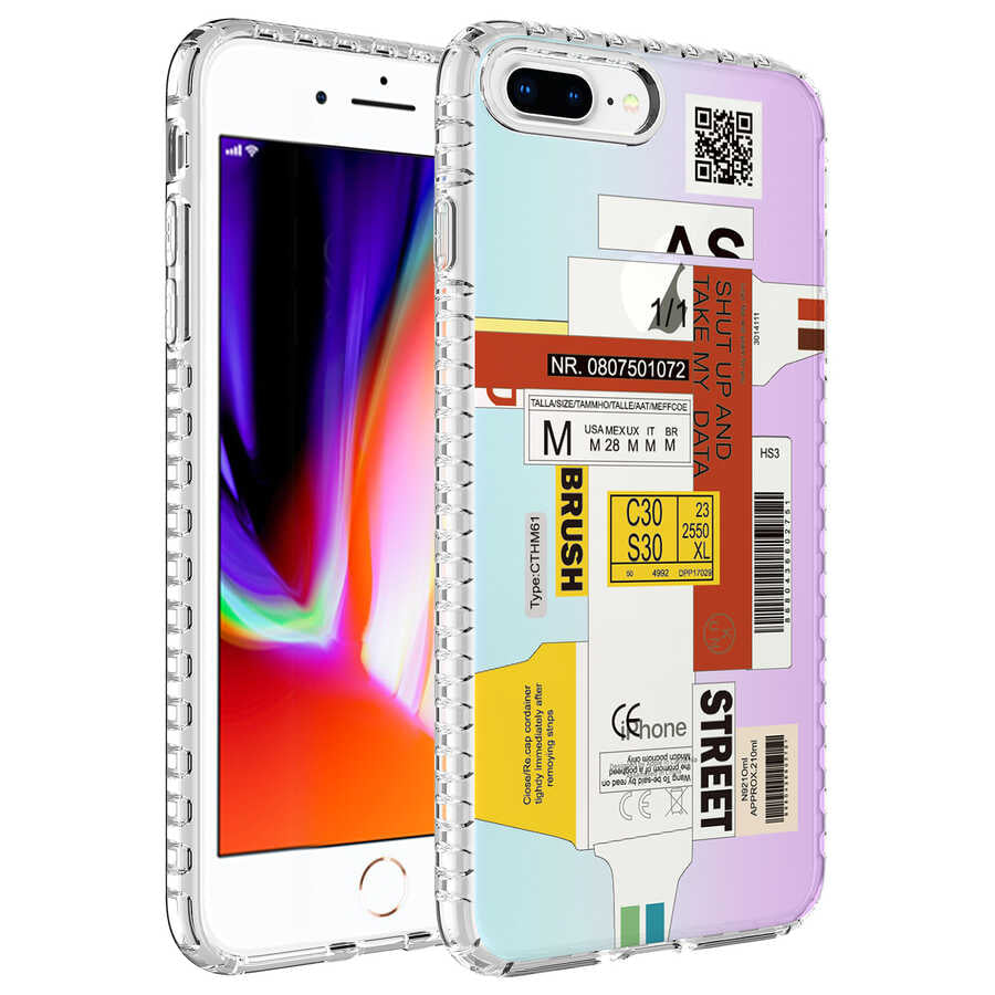 Apple iPhone 7 Plus Kılıf Airbag Kenarlı Renkli Desenli Silikon Zore Elegans Kapak