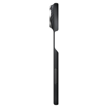 Apple iPhone Duo Kılıf M-safe Şarj Özellikli 600D Aramid Karbon Fiber Pitaka Edge Serisi Black-Grey Twill Kapak