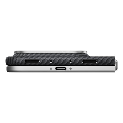 Apple iPhone Duo Kılıf M-safe Şarj Özellikli 600D Aramid Karbon Fiber Pitaka Edge Serisi Black-Grey Twill Kapak