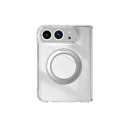 Apple iPhone Duo Kılıf M-safe Şarj Özellikli Transparan Sert PC Wlons Pita Standlı Kapak