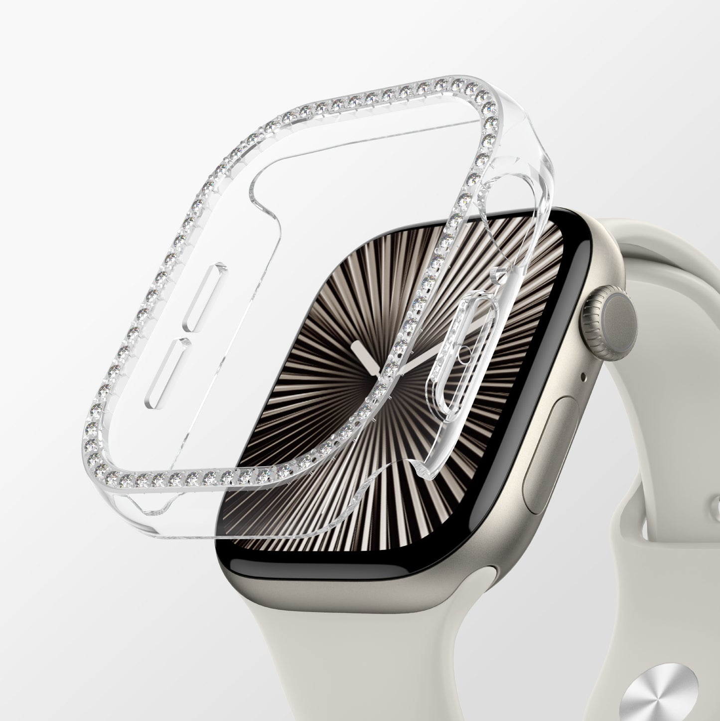 Apple Watch 10 46mm Amazingthing Gleam Fit FullGuard Taşlı Sert PC Kasa ve Ekran Koruyucu
