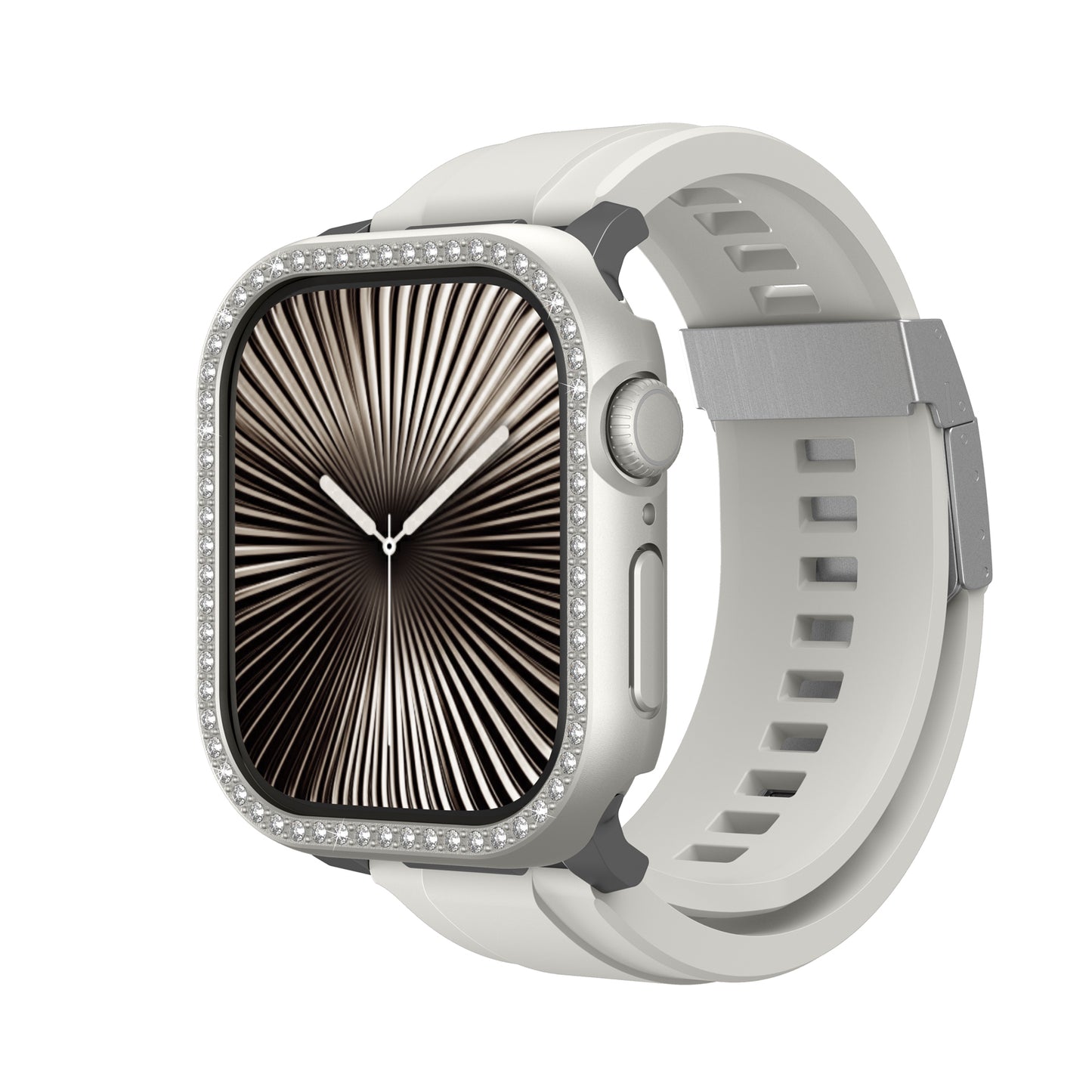 Apple Watch 10 46mm Amazingthing Gleam Fit FullGuard Taşlı Sert PC Kasa ve Ekran Koruyucu