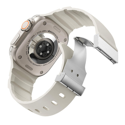 Apple Watch 10 46mm Zore KRD-145 Metal Tokalı Silikon Kordon