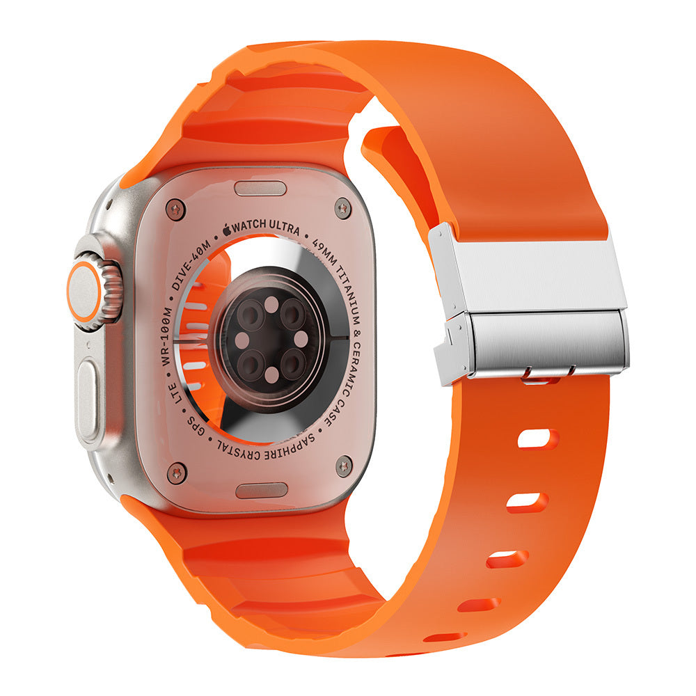 Apple Watch 10 46mm Zore KRD-145 Metal Tokalı Silikon Kordon