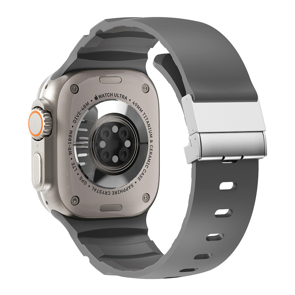 Apple Watch 10 46mm Zore KRD-145 Metal Tokalı Silikon Kordon