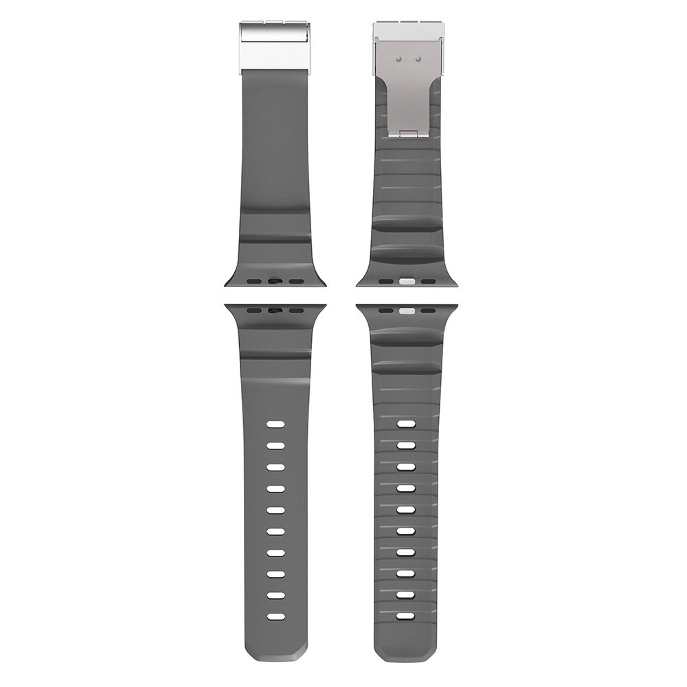 Apple Watch 42mm Zore KRD-145 Metal Tokalı Silikon Kordon
