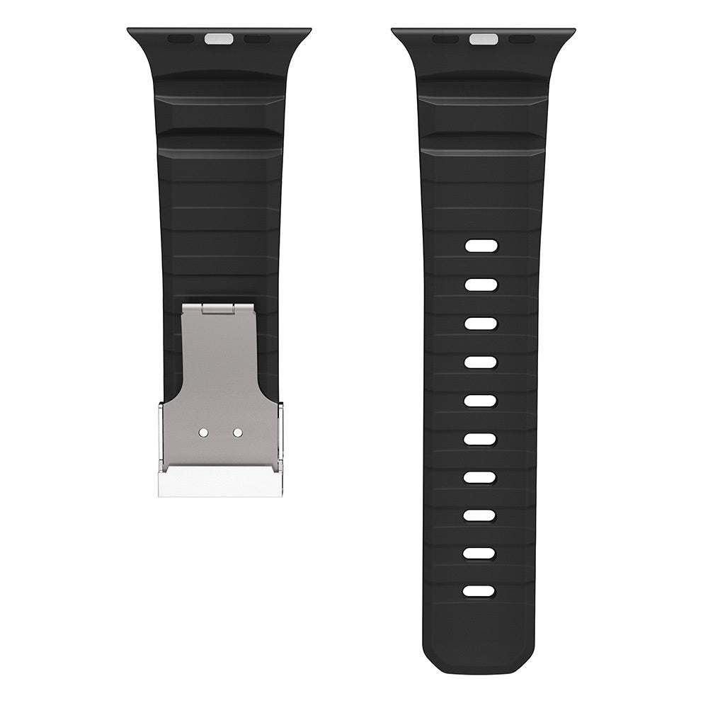 Apple Watch 42mm Zore KRD-145 Metal Tokalı Silikon Kordon