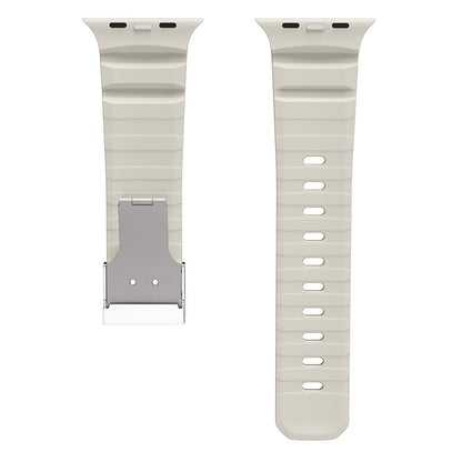 Apple Watch 42mm Zore KRD-145 Metal Tokalı Silikon Kordon
