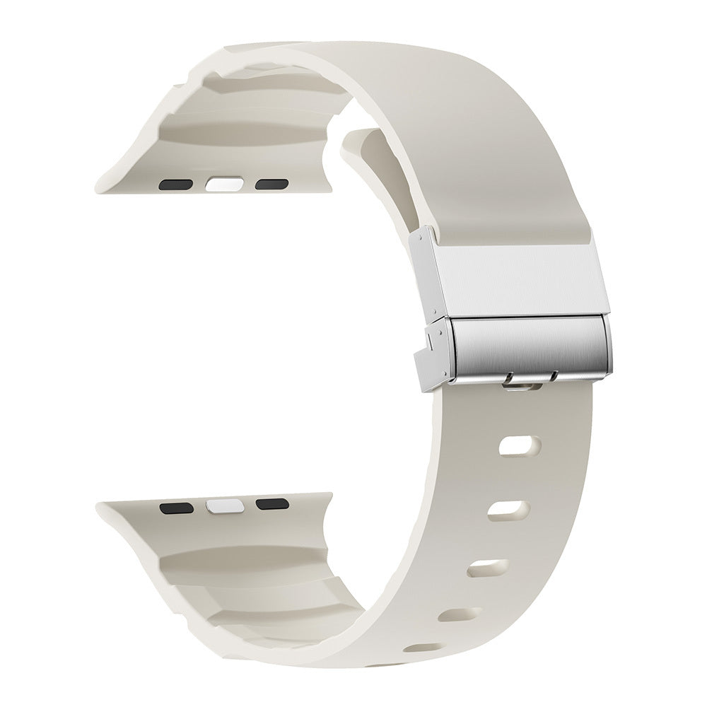 Apple Watch 42mm Zore KRD-145 Metal Tokalı Silikon Kordon