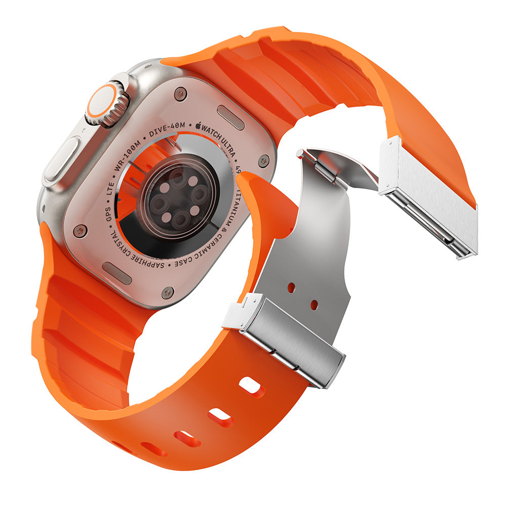 Apple Watch 42mm Zore KRD-145 Metal Tokalı Silikon Kordon