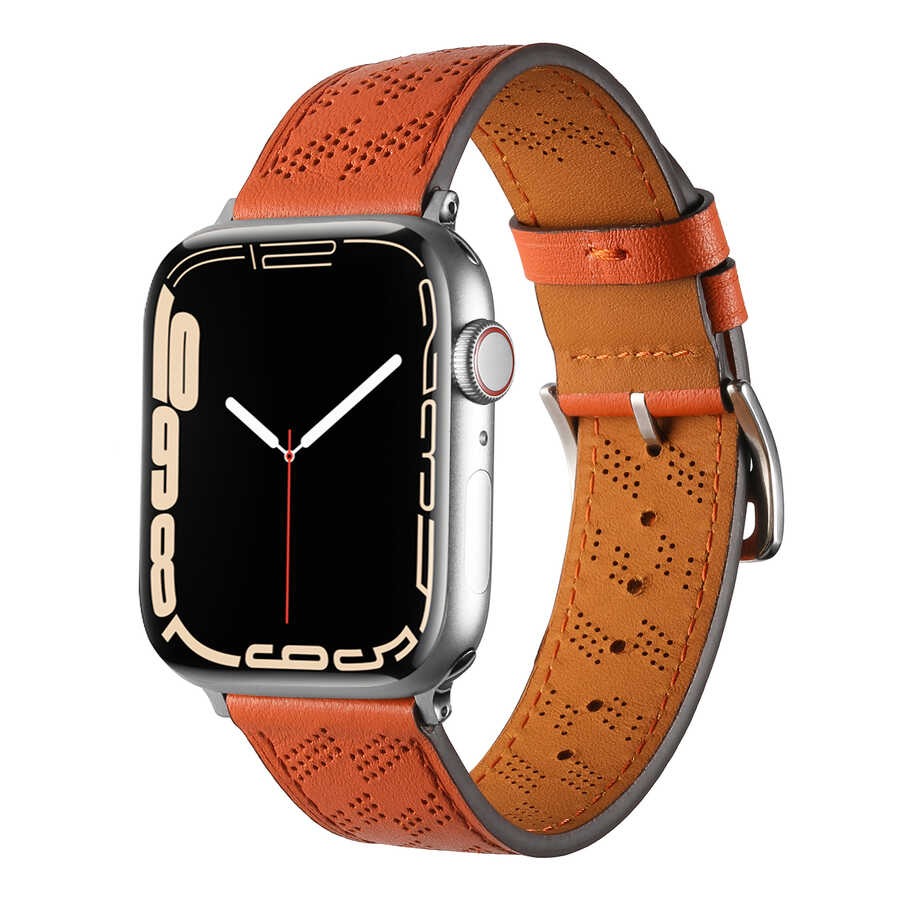 Apple Watch 44mm KRD-76 PU Deri Kordon Strap Kayış