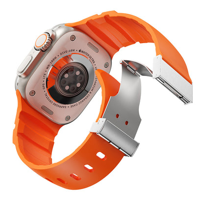 Apple Watch 44mm Zore KRD-145 Metal Tokalı Silikon Kordon