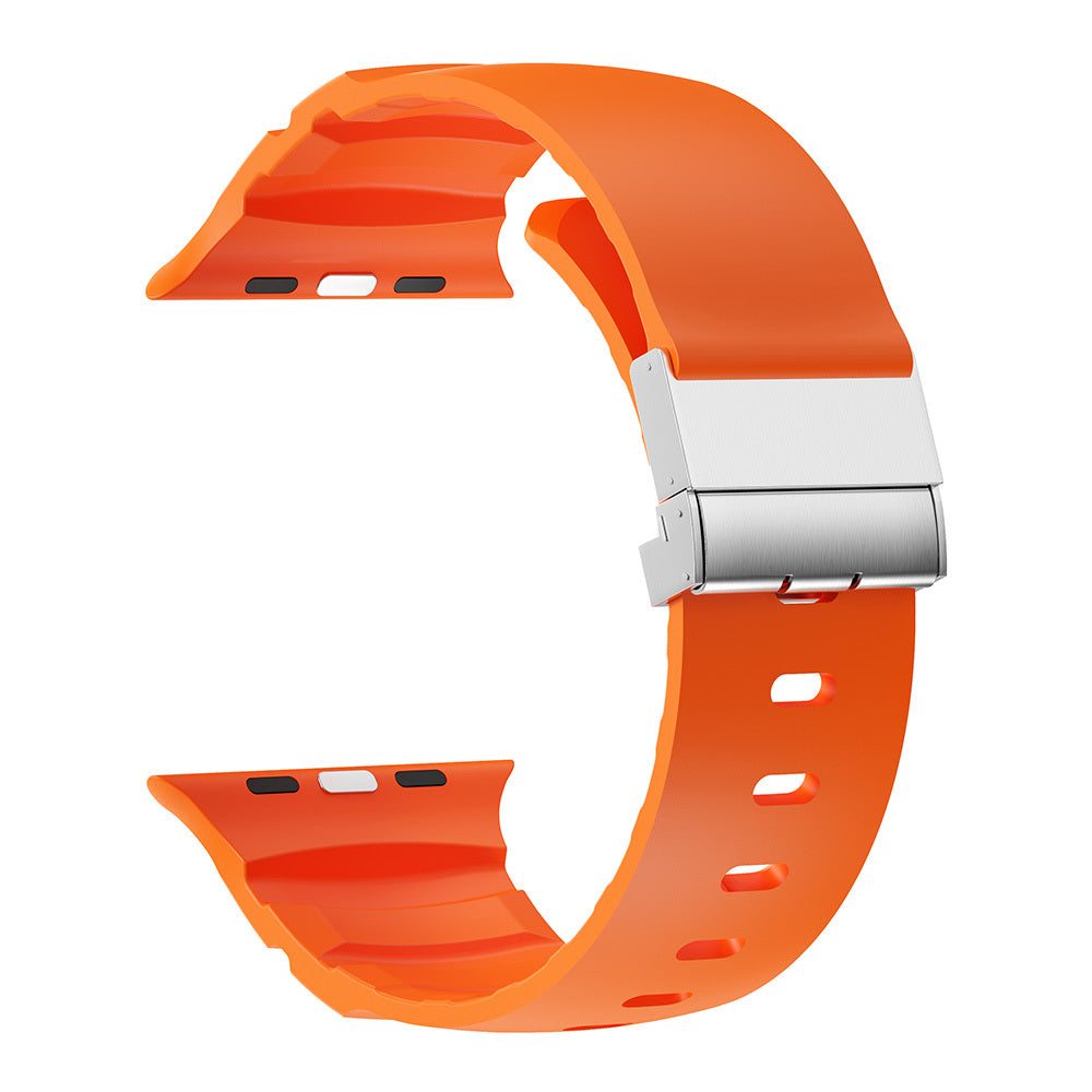 Apple Watch 44mm Zore KRD-145 Metal Tokalı Silikon Kordon