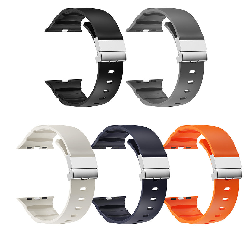 Apple Watch 44mm Zore KRD-145 Metal Tokalı Silikon Kordon