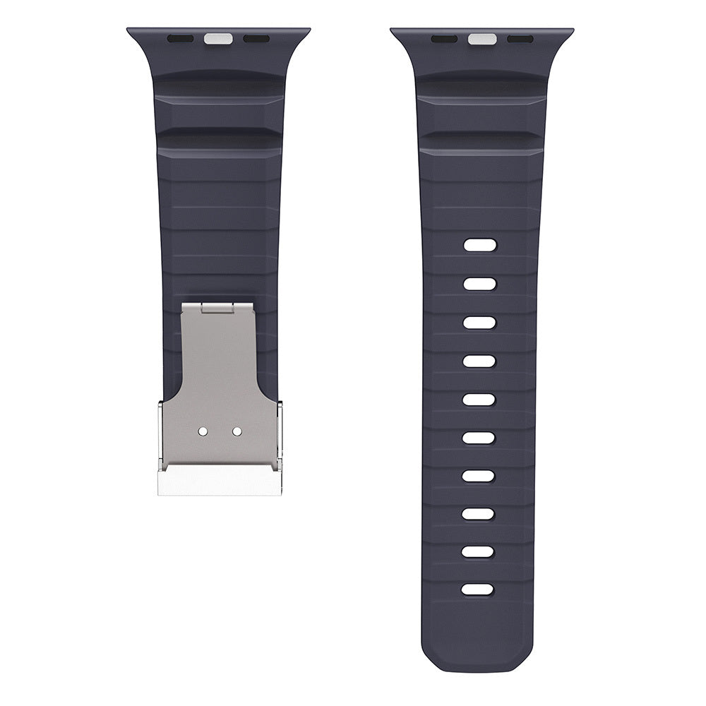 Apple Watch 44mm Zore KRD-145 Metal Tokalı Silikon Kordon