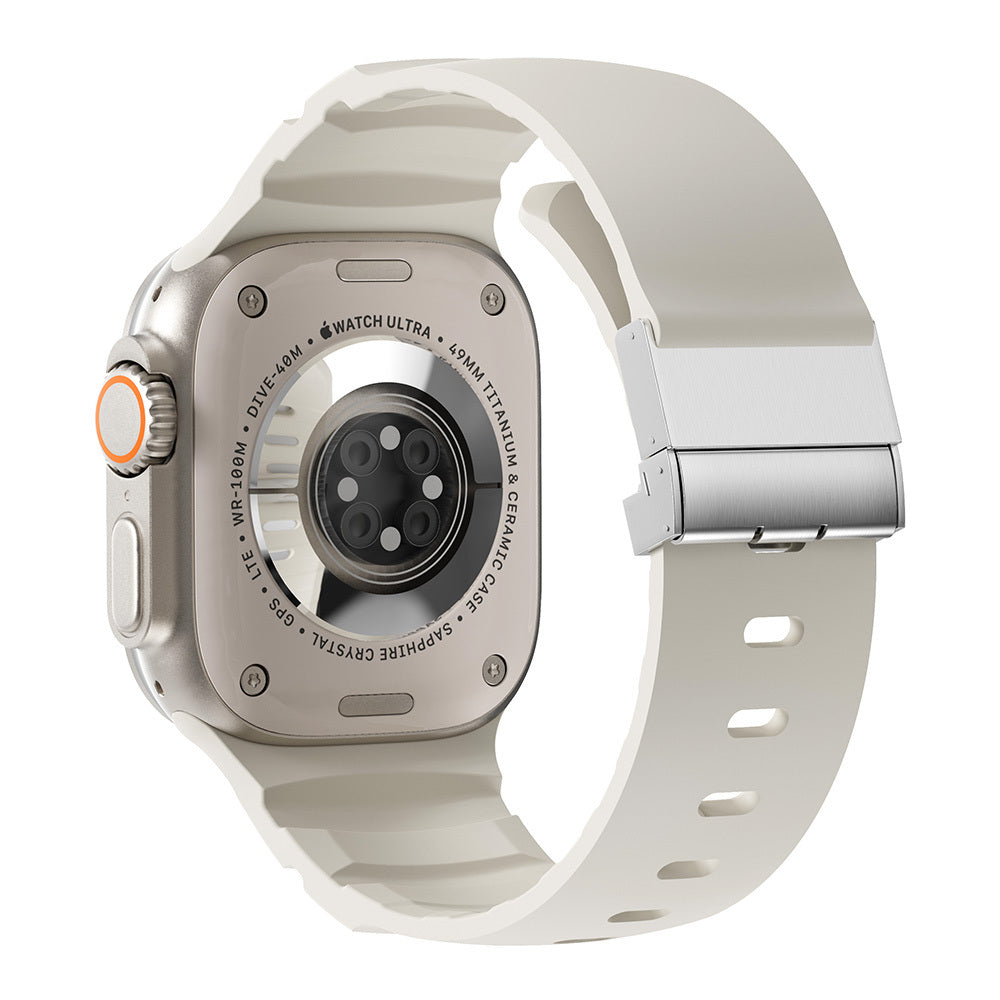 Apple Watch 44mm Zore KRD-145 Metal Tokalı Silikon Kordon