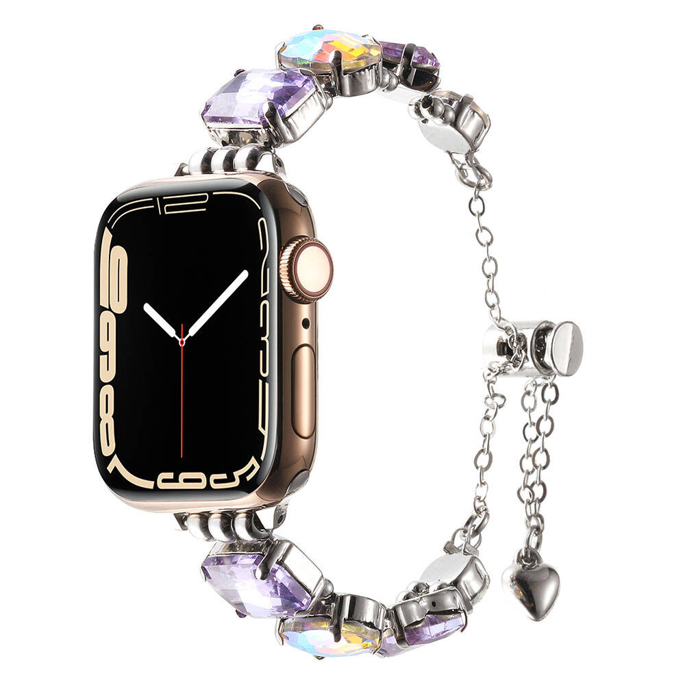 Apple Watch 7 45mm Zore KRD-115 Renkli Taş Tasarımlı Kordon