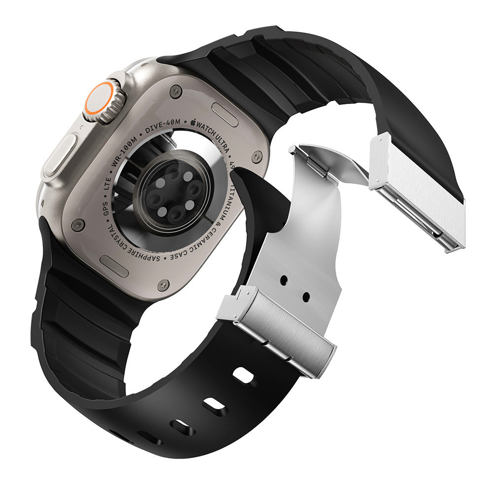 Apple Watch 7 45mm Zore KRD-145 Metal Tokalı Silikon Kordon