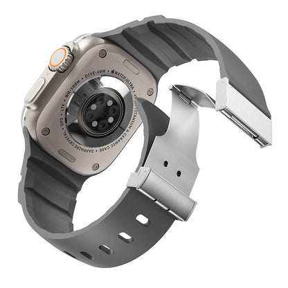Apple Watch 7 45mm Zore KRD-145 Metal Tokalı Silikon Kordon